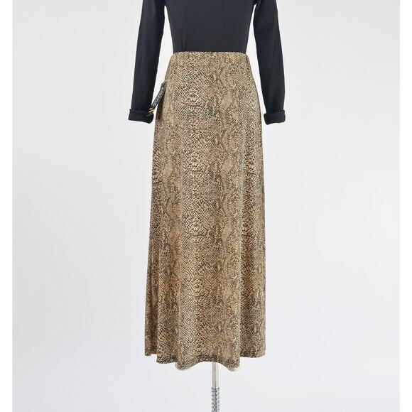 Vintage y2k Snakeskin Maxi Skirt Stretchy Long Skirt with Slit and Buttons S - Picture 7 of 9